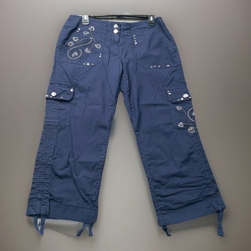 INC International Concepts Cargo Capri Rhinestones Embellished Size8